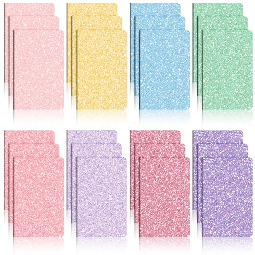 24 Pcs Glitter Mini Pocket Notepads for Kid Party Favor 6 Style Cute Notebook 32 Page 5 x 3 Inch Lined Paper Travel Writing Prism Journals for Women Birthday Back to School Gifts(Pastel Color) von Sayglossy