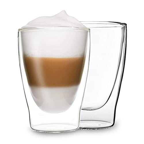 DUOS® Latte Macchiato Gläser Set 2x310ml, , Doppelwandige Kaffeegläser, Teegläser, Cappuccino , Eiskaffee Thermogläser doppelwandig Espressotassen Glas von DUOS