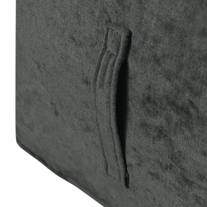 home24 Sitzwürfel Piton Samt 47 x 42 x 47cm Grau/Anthrazit von home24