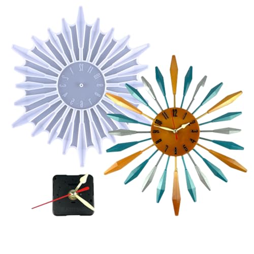 Silikonform für Uhren, arabische Ziffern, Uhr-Harz-Form, Uhrform für Epoxidharz, dekorative Silikon-Harzform-Sets mit Uhrwerk, Zubehör, Wand, Heimdekoration (weiß) von Saytay