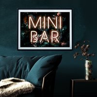 Mini Bar Neon Effekt Floraler Urbaner Kunstdruck Giclèe Print Home Decor Wandkunst Wandbehang von SaytheWordCreative