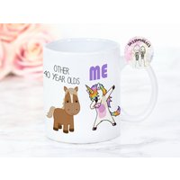 Geburtstagstasse 40 | Andere Jährige, Ich Pferde Und Einhorn Alles Gute Zum 40. Geburtstag |Forties 40Er Blumen Geschenk Tasse von Sazzamaroos