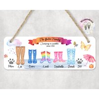 Benutzerdefinierte Gummistiefel Hängen Schild | Muttertagsgeschenk Personalisiertes Familienporträt Geburtstags-Weihnachtsgeschenk Für Oma, Mama von Sazzamaroos