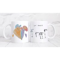 Kinderzeichnung Auf Einem Becher, Kinderkunst Muttertagsgeschenk, Kinderzeichnung, Geschenk Für Mama, Personalisierte Tasse von Sazzamaroos