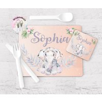 Personalisierte Elefant Tischset | Aquarell Placema T| Kindergeschirr-Set Süßes Geschenk Für Enkelin, Tochter Personalisierte Elefant Tischset | Aquarell Placema T| Kindergeschirr-Set Süßes Geschenk Für Enkelin, Tochter von Sazzamaroos