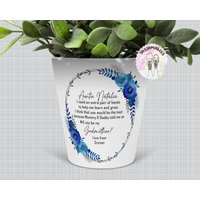 Personalisierter Patin Blumentopf | Blauer Übertopf Taufgeschenk Für Pate Patenantrag Neues Baby von Sazzamaroos
