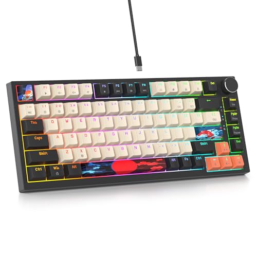 SbocKeeb Custom Gaming Tastatur 75 Prozent Hot-Swap,kabelgebundene Mechanische RGB Tastatur mit Dichtung und Schall absorbierenden Pads Programmierbare Amerikanische QWERTY V400 Carbon von SbocKeeb