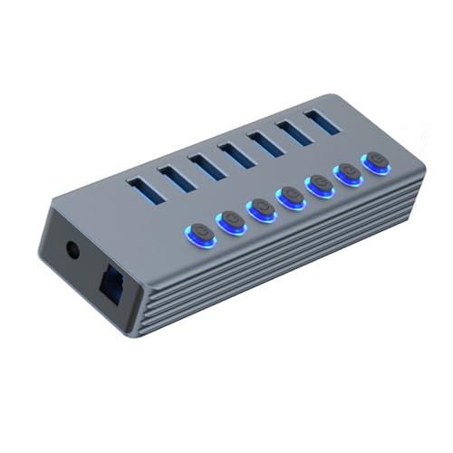 USB-3.0-Daten-Hubs mit 7 Anschlüssen, mit einzelnen Schaltern und langem Kabel für Laptops, PC und Gaming-Geräte, individuelle Netzschalter von Sbshiouu