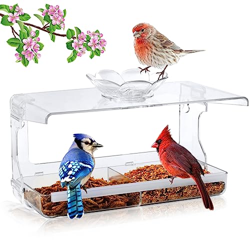 Fenster-Vogelfutterstation mit nicht abfärbenden selbstklebenden Haken, klar und transparent, Outdoor-Wildvogelbeobachtungsgeschenk, Gartendekoration von Sbuxhrkid