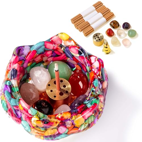 Lotus-Räuchergefäß aus Kunstharz mit abnehmbarem Aschesammler – 15-teiliges Set für Meditation, Yoga und spirituelle Heimdekoration von Sbuxhrkid