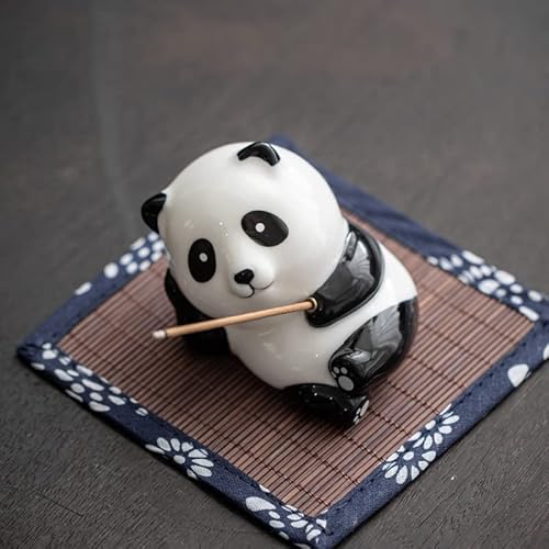 Panda-Räucherstäbchenhalter – niedliches Keramik-Tee-Haustier mit Räucherstäbchenloch, lustige Heimdekoration für Schreibtisch und Regal, Zen-Geschenk, Aromatherapie-Zubehör von Sbuxhrkid