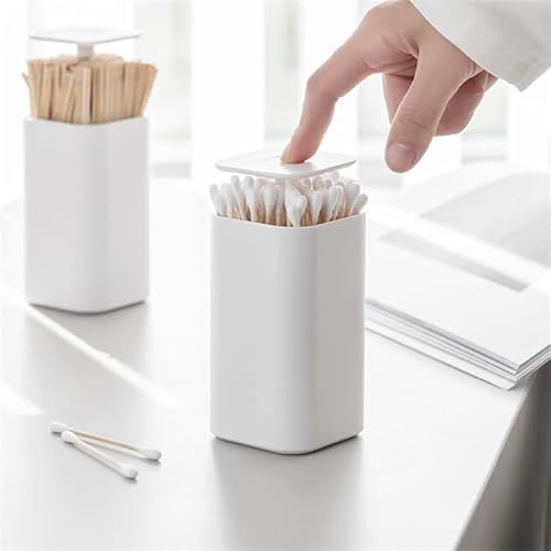 Push-Down-Spender für Wattestäbchen, Zahnstocher und Zahnseide-Picker, eleganter multifunktionaler Aufbewahrungs-Organizer mit hygienischem Pop-Up-Design für Badezimmer, Küche und Esstisch, 2 Stück Push-Down-Spender für Wattestäbchen, Zahnstocher und Zahnseide-Picker, eleganter multifunktionaler Aufbewahrungs-Organizer mit hygienischem Pop-Up-Design für Badezimmer, Küche und Esstisch, 2 Stück von Sbuxhrkid