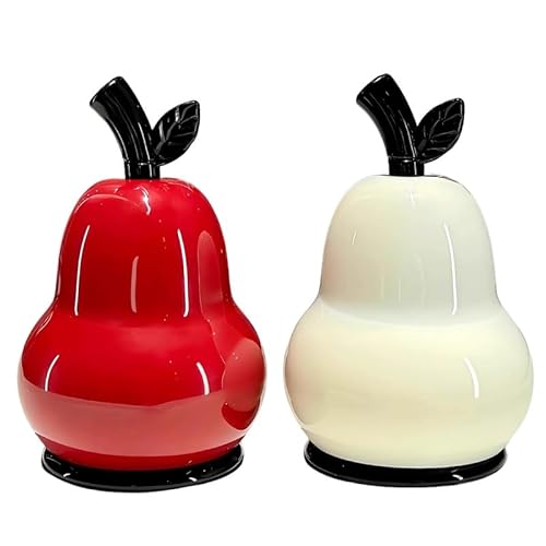 Sbuxhrkid Birnenförmiger Zahnstocherhalter, dekorativer Wattestäbchen und Zahnseide-Picker-Organizer, Kunststoff-Obst-Schreibtisch-Dekoration für Küche, Badezimmer, Schminktisch und Esstisch von Sbuxhrkid