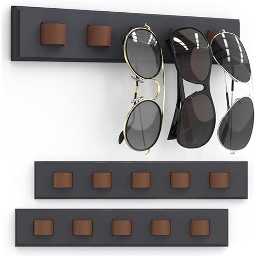 Sbuxhrkid Sonnenbrillen-Organizer, Wandmontage, Sonnenbrillen-Organizer, Holz-Brillen-Halter, Sonnenbrillen-Halter zum Aufhängen Ihrer mehreren Brillen, für Wand, Heimdekoration, 3, Dunkelgrau, 3 von Sbuxhrkid