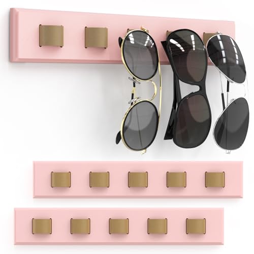 Sbuxhrkid Sonnenbrillen-Organizer, Wandmontage, Sonnenbrillen-Organizer, Holz-Brillen-Halter, Sonnenbrillen-Halter zum Aufhängen Ihrer mehreren Brillen, für Wand, Heimdekoration, 3, Rosa, 3 Stück von Sbuxhrkid