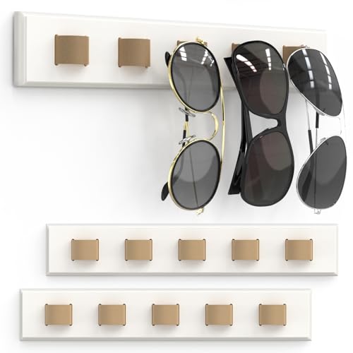 Sbuxhrkid Sonnenbrillen-Organizer, Wandmontage, Sonnenbrillen-Organizer, Holz-Brillen-Halter, Sonnenbrillen-Halter zum Aufhängen Ihrer mehreren Brillen, für Wand, Heimdekoration, 3, cremefarben, 3 von Sbuxhrkid