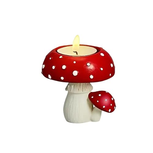 Verzauberter Fliegenpilz-Teelicht, skurrile Feengarten-Dekoration für Cottagecore-Häuser und achtsame Abende von Sbuxhrkid
