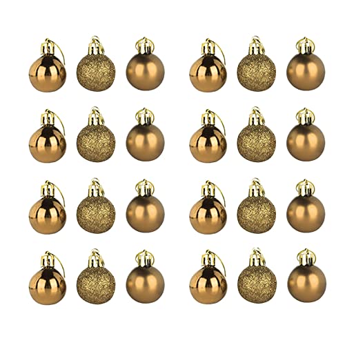 36 Stück Weihnachtskugeln Set Weihnachtsschmuck Ornamente, Bruchsichere Glitzer Bunt,3cm Mini Goldene Kunststoff Christ Baumkugeln Weihnachten draußen Weihnachtsdeko (A-a, One Size) von Sbyhbhyds