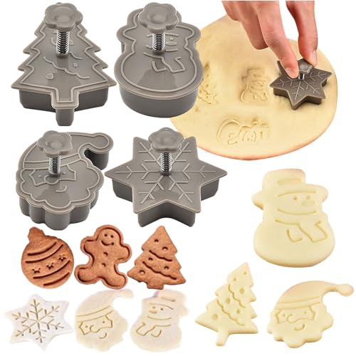 4 Stück Weihnachtsausstecher Plätzchen Ausstecher Set,Keksausstecher Weihnachten Linzer, 3D Ausstechformen, Cookie Cutter kinder, Ausstechformen Eindrückformen Auswerfer Stempel Tortendeko 4 Stück Weihnachtsausstecher Plätzchen Ausstecher Set,Keksausstecher Weihnachten Linzer, 3D Ausstechformen, Cookie Cutter kinder, Ausstechformen Eindrückformen Auswerfer Stempel Tortendeko von Sbyhbhyds