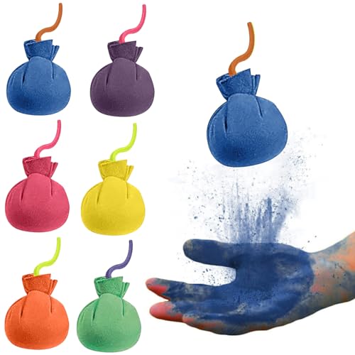Sbyhbhyds Farbpulverbälle für lustige Events,Chalk Balls,Color War Kreidepulver Spiele Partyfarbener Regenbogen,nachfüllbarer Holi-,kombiniert Atmosphäre Festivals lustige Läufe,1 Stück (Blue) von Sbyhbhyds