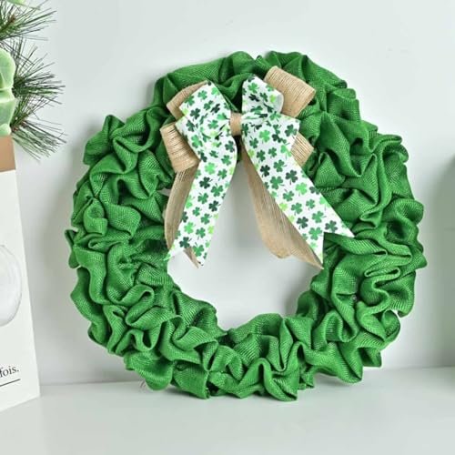 St. Patrick's Day Kranz für die Haustür, Bow Tie Wreath Spring Wreath,Greenery Vier-Blatt-Kranz,ST. Patrick's Day Dekoration für Türen, Wand, Partydekoration (Green, One Size) von Sbyhbhyds