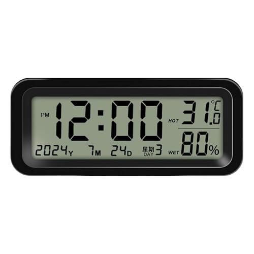 Solar wiederaufladbare Mini-Digitaluhr für Auto-Armaturenbretter zeigt Zeit, Datum, Temperatur und Luftfeuchtigkeit für LKWs und Autos an, magnetische Digitaluhr, Mini-Uhr, Auto-Uhr von Sbyzm