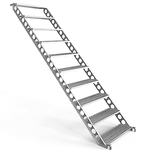 Scafom-rux Bautreppe - [10 Stufen] Außentreppe - 2 Meter Höhe, 80 cm breit, 45 Grad - Treppe außen - Stahltreppen für Gerüst und Garten - Aussentreppen Stahl - verzinkt - Treppen Bausatz von Scafom-rux