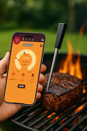 SCALESON S410 Grill- und Bratenthermometer/Kabellos/App-Konnektivität / 10 Meter Reichweite/Schnellladung in nur 5 Minuten von Scaleson