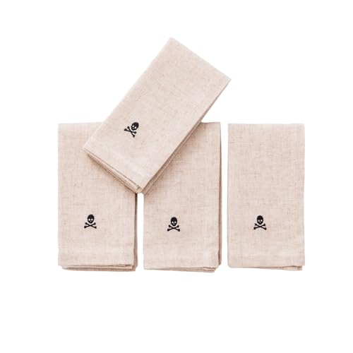 Scalpers - Set mit 4 Servietten, 40 x 40 cm, Leinen und Polyester, 230 g/m², mit gesticktem Logo von Scalpers