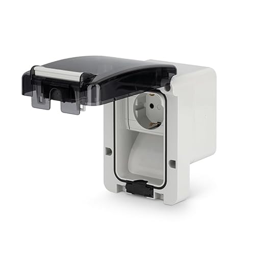 Aufputz oder Unterputz Schuko Feuchtraum Steckdose IP66 Hergestellt in der EU mit passende Stecker (Aufputz ohne Schalter) Aufputz oder Unterputz Schuko Feuchtraum Steckdose IP66 Hergestellt in der EU mit passende Stecker (Aufputz ohne Schalter) von shopVG