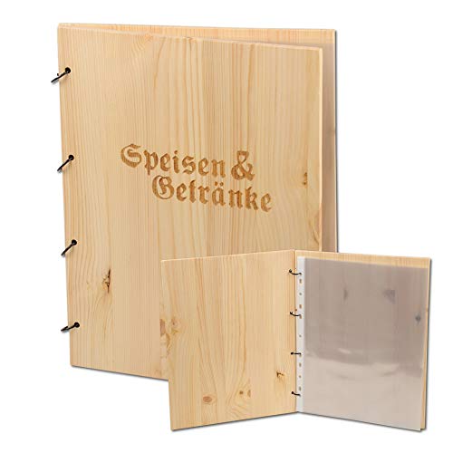 Speisekarte aus Holz mit Ringsystem A4 mit 5 Folien inkl. Lasergravur Speisen und Getränke Speisekarte aus Holz mit Ringsystem A4 mit 5 Folien inkl. Lasergravur Speisen und Getränke von Scampolo Design