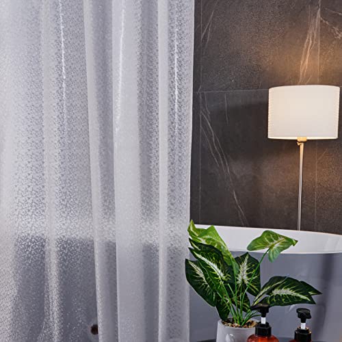 Scamzsure Duschvorhang 120×180 Antischimmel für Badewanne und Ecke Transparent Waschbar Wasserdicht Klein Badvorhang aus Eva mit Gewicht unten Funkelnden mit 8 Duschvorhangringen von Scamzsure