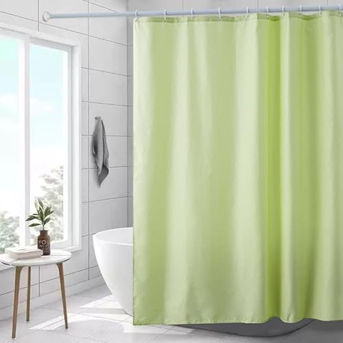 Scamzsure Duschvorhang 180x240cm Antischimmel für Badewanne Textil aus Stoff Badvorhang Waschbar Hellgelb Waffelmuster mit 12 Duschvorhang Haken von Scamzsure