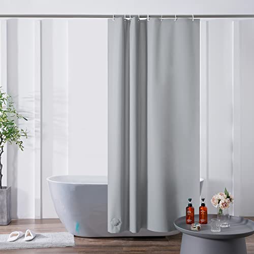Scamzsure Duschvorhang Anti-Schimmel Wasserdichter und Waschbar Badvorhang aus Eva für Badewanne mit Gewicht unten,grau 120×200 mit 8 Duschvorhängeringen von Scamzsure