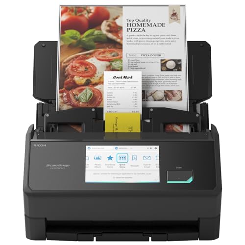 ScanSnap iX2500 Schwarz – Ultraschneller Duplex-Scanner mit 45 S./Min., 100-Blatt-ADF, 600 DPI, 5″ Touchscreen, WLAN/Bluetooth/USB-Konnektivität von ScanSnap