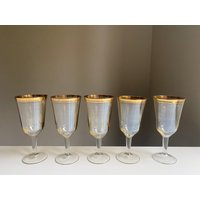 Vintage 5 Champagner Kristall Trinkglas Set Weingläser Barware Sammlerstück von ScandiHunt