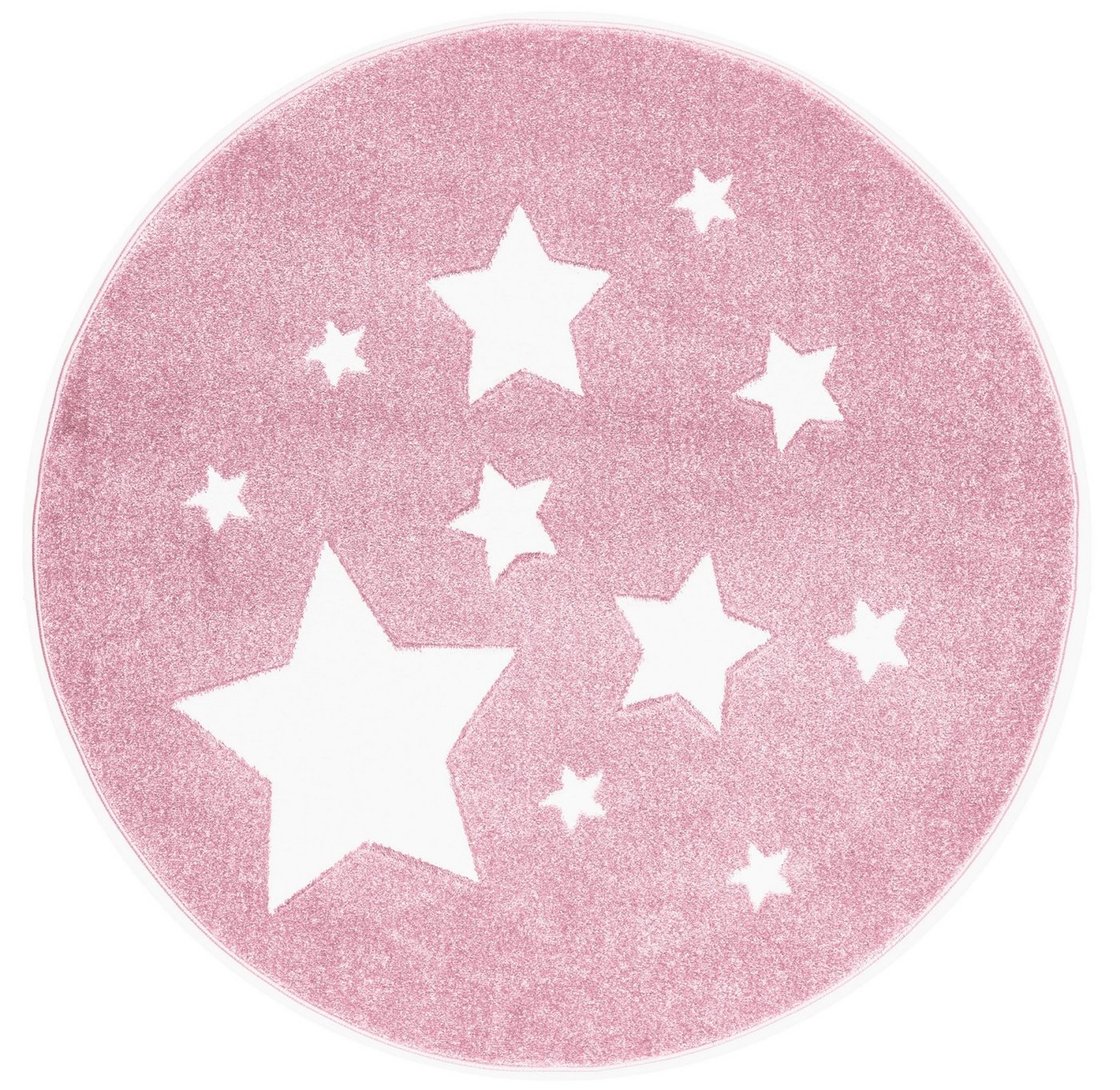 Kinderteppich Spielteppich, Sterne rosa, rund, Ø 133 cm, 18 mm hoch, Scandicliving, rund von Scandicliving