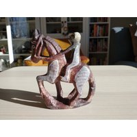 Reiten Auf Dem Esel, Einzigartige Lustige Steinstatue, Geschenk, Roter Stein, Verzierung von Scandinaviafinds