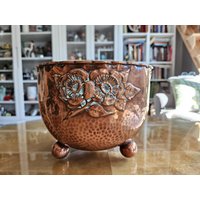 Shabby Chic Foot Copper Planter/Vintage Blumentopf von Scandinaviafinds