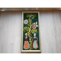 Vintage Stickerei Wanddeko Freundschaft Kunst von Scandinaviafinds