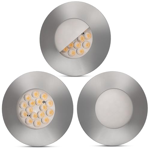 Scandinavian home 3er Set LED Einbaustrahler 230V - Dimmbare LED Spots 230V Warmweiß 3000K, 3,4W 470 lm, CRI 90+, 68mm Lochmaß - IP44 Badezimmer Geeignet - Deckenspots Aluminium, Deckenleuchte Spot von Scandinavian home Lysea