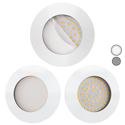 Scandinavian home 3er Set LED Einbaustrahler Dimmbar WarmDim 230V 5,8W Warmweiß 60mm - 70mm I Badezimmer geeignet I CRI 90 580lm 3100K 68mm I Weiß-Matt mit Milchglas I LED Spot flach von Scandinavian home Lysea