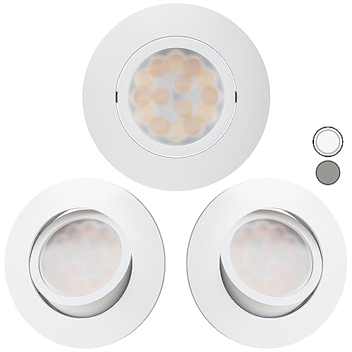 Scandinavian home 3er Set LED Spot 230V Dimmbar WarmDim 5,8W Warmweiß Schwenkbar 68mm - 75mm I Badezimmer IP44 I CRI 90 500lm 3000K I Matt-Weiß I LED Einbaustrahler Deckeneinbauleuchte flach von Scandinavian home Lysea