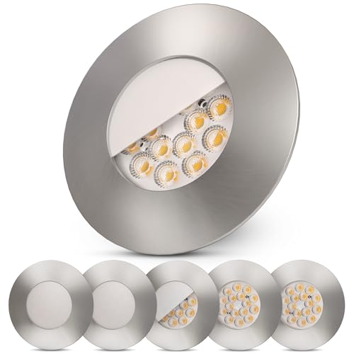 Scandinavian home 6er Set LED Einbaustrahler 230V - Dimmbare LED Spots 230V Warmweiß 3000K, 3,4W 470 lm, CRI 90+, 68mm Lochmaß - IP44 Badezimmer Geeignet - Deckenspots Aluminium, Deckenleuchte Spot von Scandinavian home Lysea