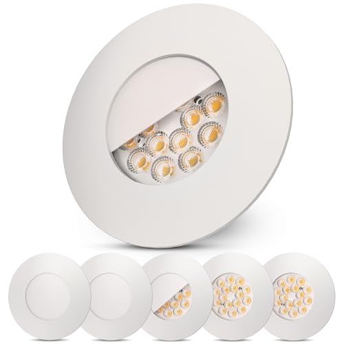 Scandinavian home 6er Set LED Einbaustrahler 230V - Dimmbare LED Spots 230V Warmweiß 3000K, 3,4W 470 lm, CRI 90+, 68mm Lochmaß - IP44 Badezimmer Geeignet - Deckenspots Weiß-Matt, Deckenleuchte Spot von Scandinavian home Lysea
