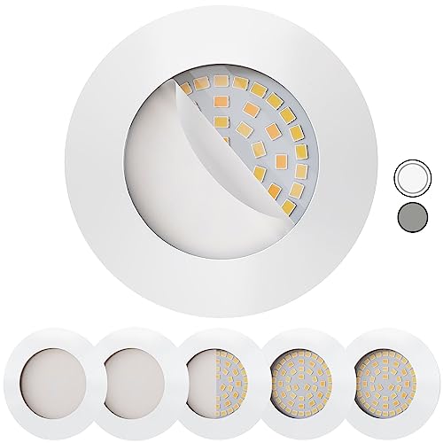 Scandinavian home 6er Set LED Einbaustrahler Dimmbar WarmDim 230V 5,8W Warmweiß 60mm - 70mm I Badezimmer geeignet I CRI 90 580lm 3100K 68mm I Weiß-Matt mit Milchglas I LED Spot flach von Scandinavian home Lysea