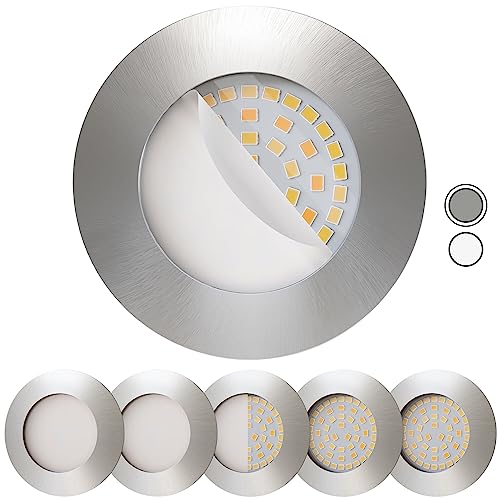 Scandinavian home 6er Set LED Einbaustrahler Dimmbar WarmDim 230V 5,8W Warmweiß 60mm - 70mm I Badezimmer geeignet I CRI 90 580lm 3100K 68mm I Edelstahldesign mit Milchglas I LED Spot flach von Scandinavian home Lysea