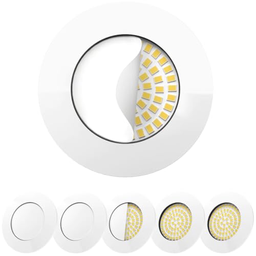 Scandinavian home 6er Set LED Einbaustrahler I 230V 60mm - 70mm I Badezimmer geeignet I warmweiß CRI 90 4,5W 500lm 3000K 68mm I Weiß-Glänzend mit Milchglas II 2024 von Scandinavian home Lysea