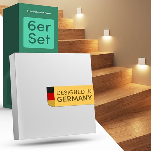 Scandinavian home 6er Set LED Treppenbeleuchtung Außen/Innen I Helligkeit einstellbar I IP65 230V 1W Warmweiß 3000K 125lm I Treppenlicht, Treppenstufenbeleuchtung, Treppenleuchte, Wandeinbauleuchte von Scandinavian home Lysea