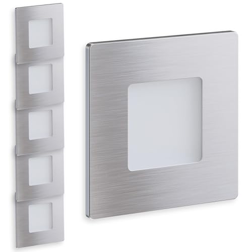 Scandinavian home 6er Set Wandeinbaustrahler I LED Treppenbeleuchtung 230V 1W Warmweiß außen IP65 I 100lm 3000K CRI90 I Edelstahl Treppenstufenbeleuchtung für Unterputzdosen/Gerätedosen 68mm von Scandinavian home Lysea